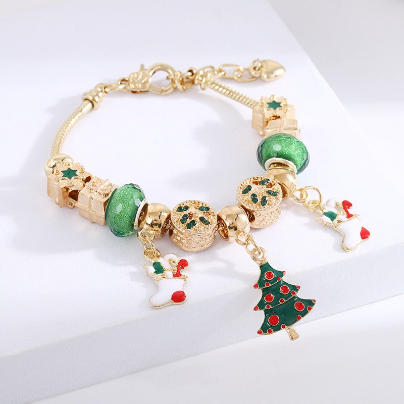 Christmas Gift Crystal Large Hole Beaded Bracelet Bracelet Female