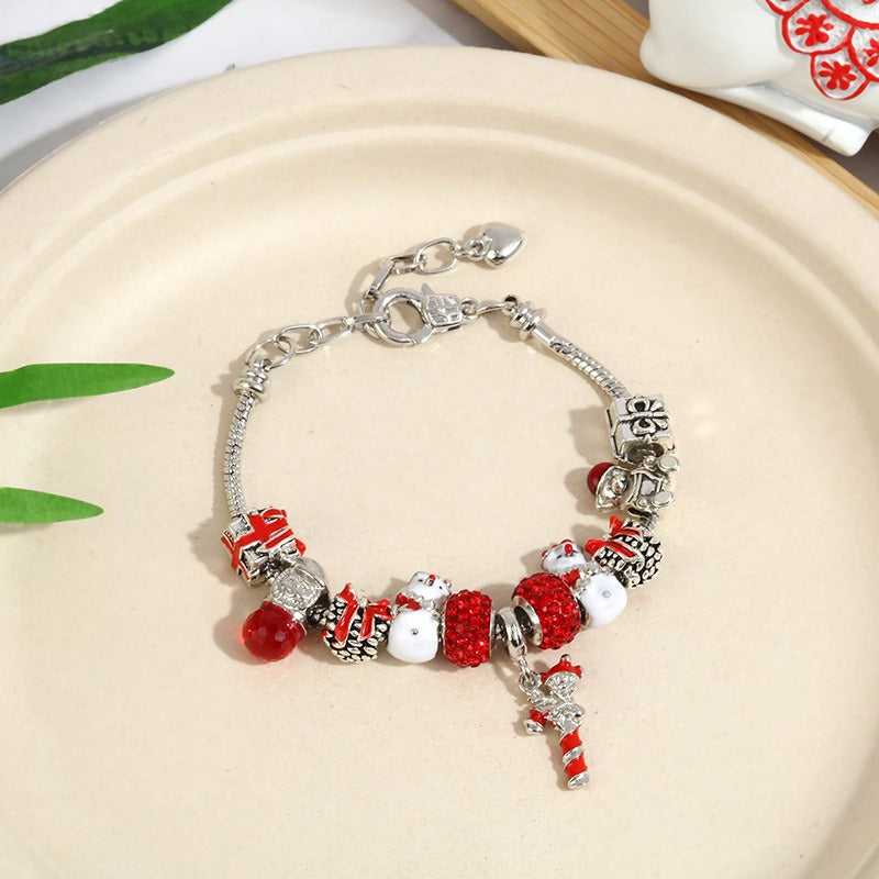 Christmas Gift Crystal Large Hole Beaded Bracelet Bracelet Female