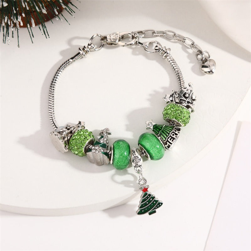 Christmas Gift Crystal Large Hole Beaded Bracelet Bracelet Female