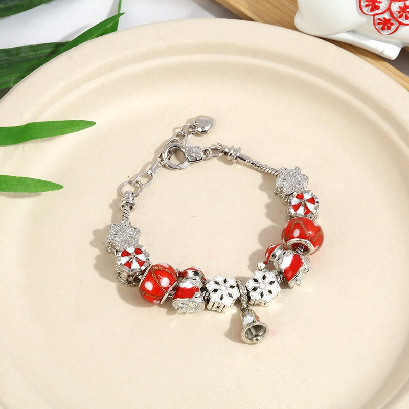 Christmas Gift Crystal Large Hole Beaded Bracelet Bracelet Female