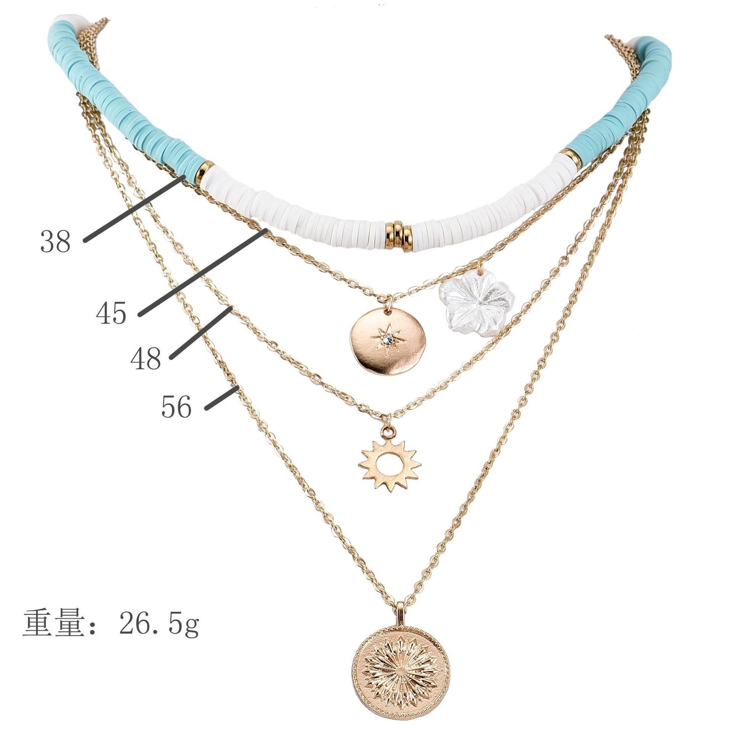 Popular Jewelry New Simple and Fashionable Flower Soft Clay Multi layered Necklace for Women