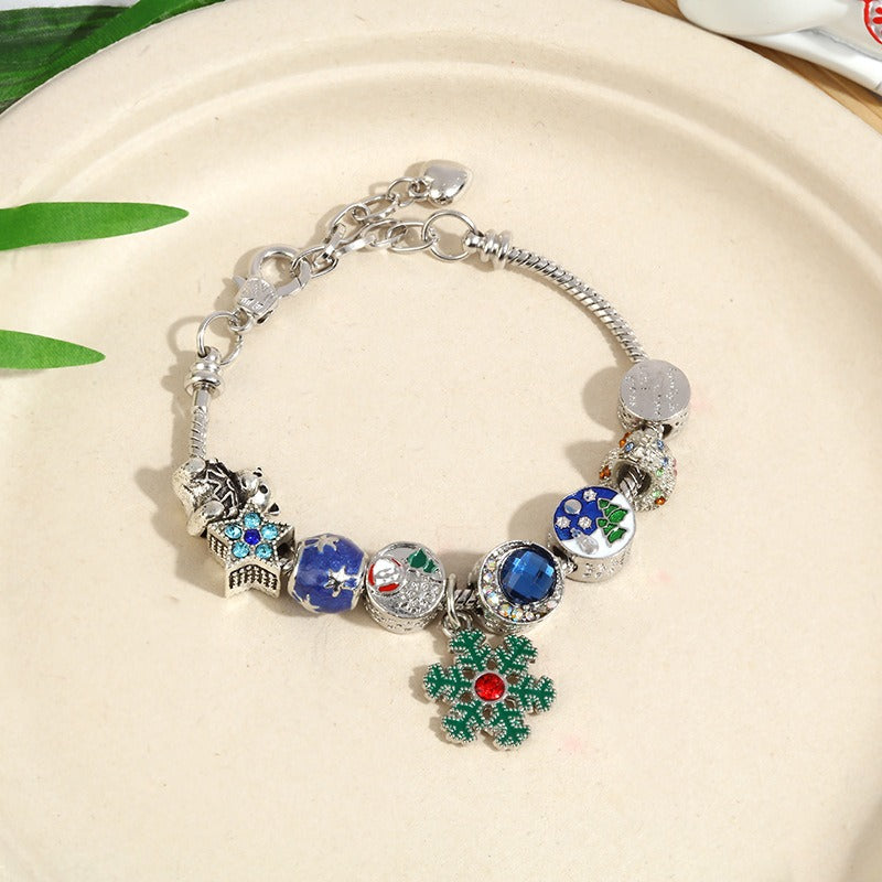 Christmas Gift Crystal Large Hole Beaded Bracelet Bracelet Female