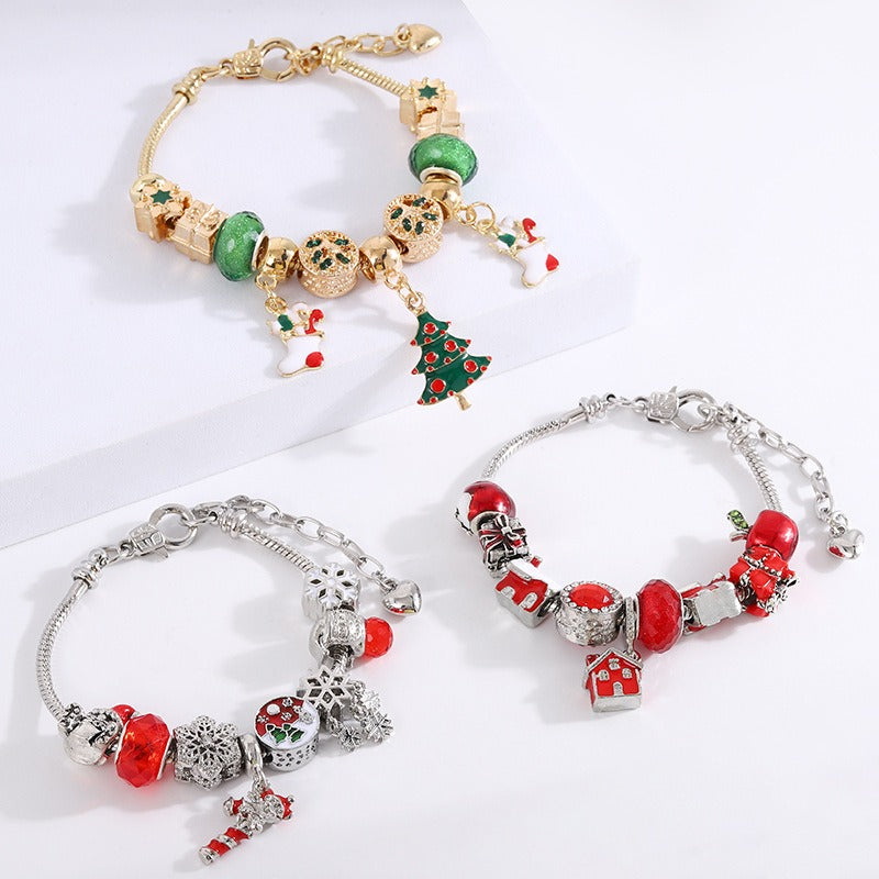 Christmas Gift Crystal Large Hole Beaded Bracelet Bracelet Female