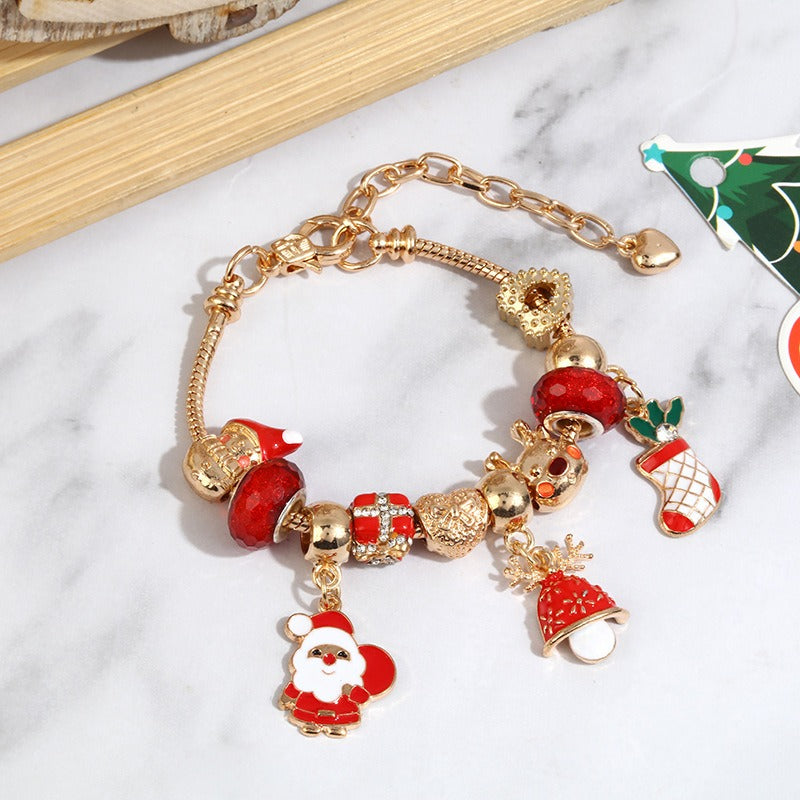 Christmas Gift Crystal Large Hole Beaded Bracelet Bracelet Female