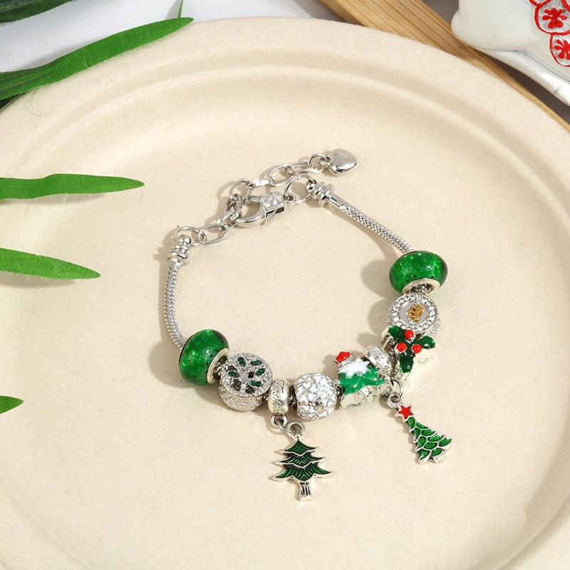 Christmas Gift Crystal Large Hole Beaded Bracelet Bracelet Female