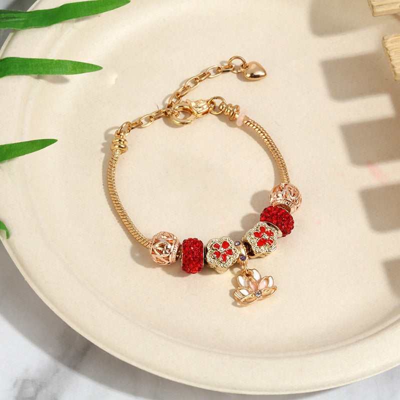 Christmas Gift Crystal Large Hole Beaded Bracelet Bracelet Female