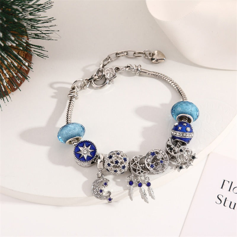 Christmas Gift Crystal Large Hole Beaded Bracelet Bracelet Female